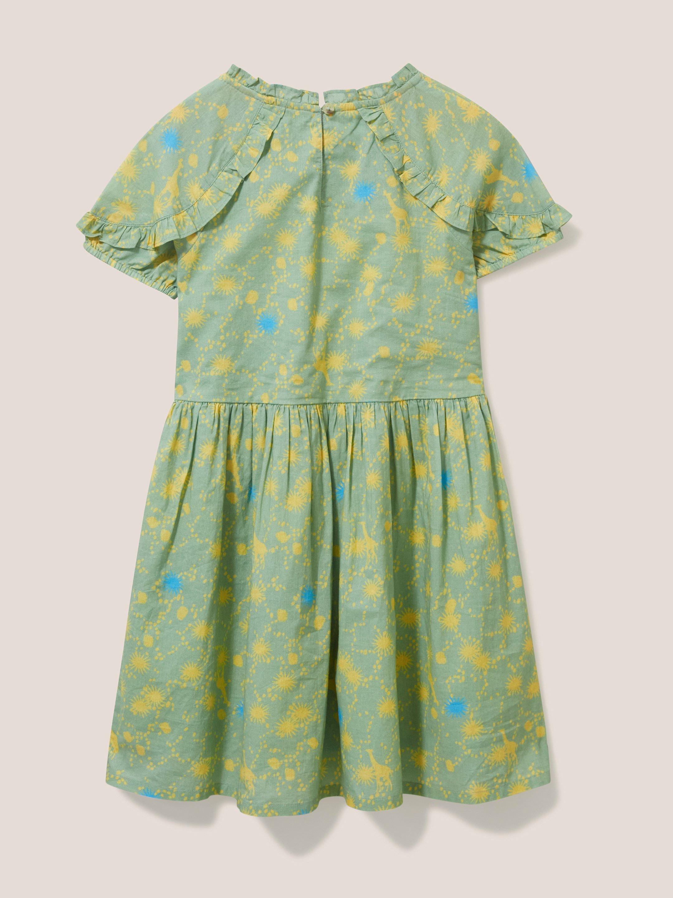 Printed Woven Dress in GREEN MLT - FLAT BACK