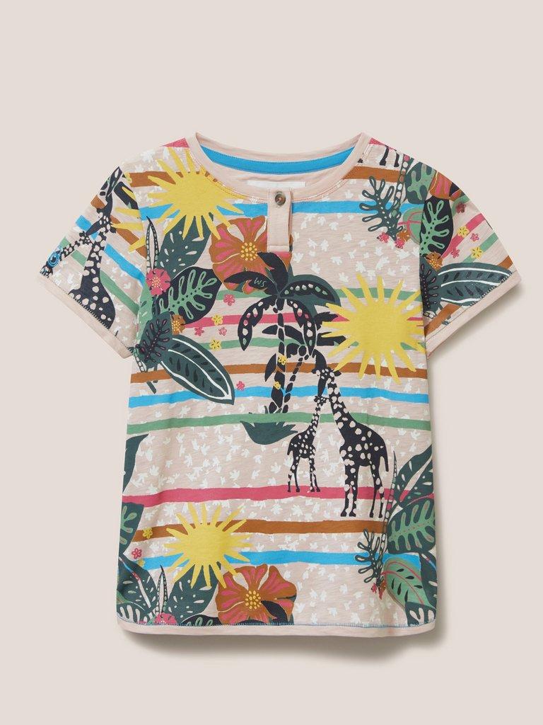 Casey Printed SS T Shirt in NAT MLT - FLAT FRONT