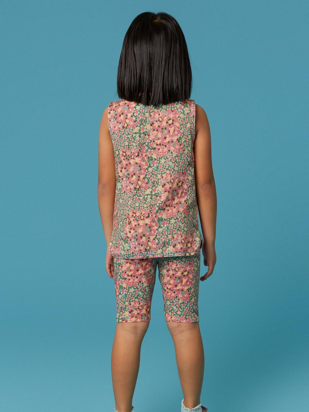 Casey Printed Vest in PINK MLT - MODEL BACK