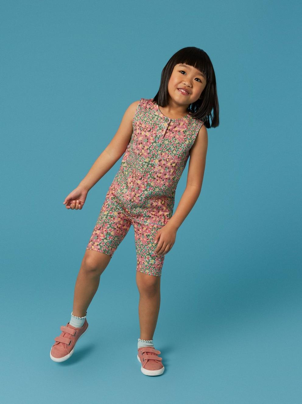 Casey Printed Vest in PINK MLT - MODEL FRONT