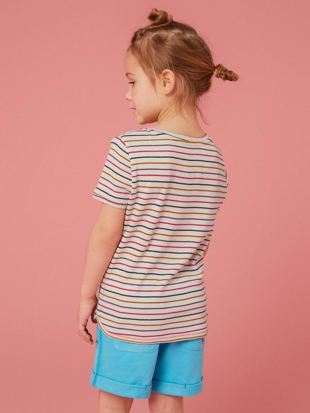 Casey Striped T Shirt in NAT MLT - MODEL BACK