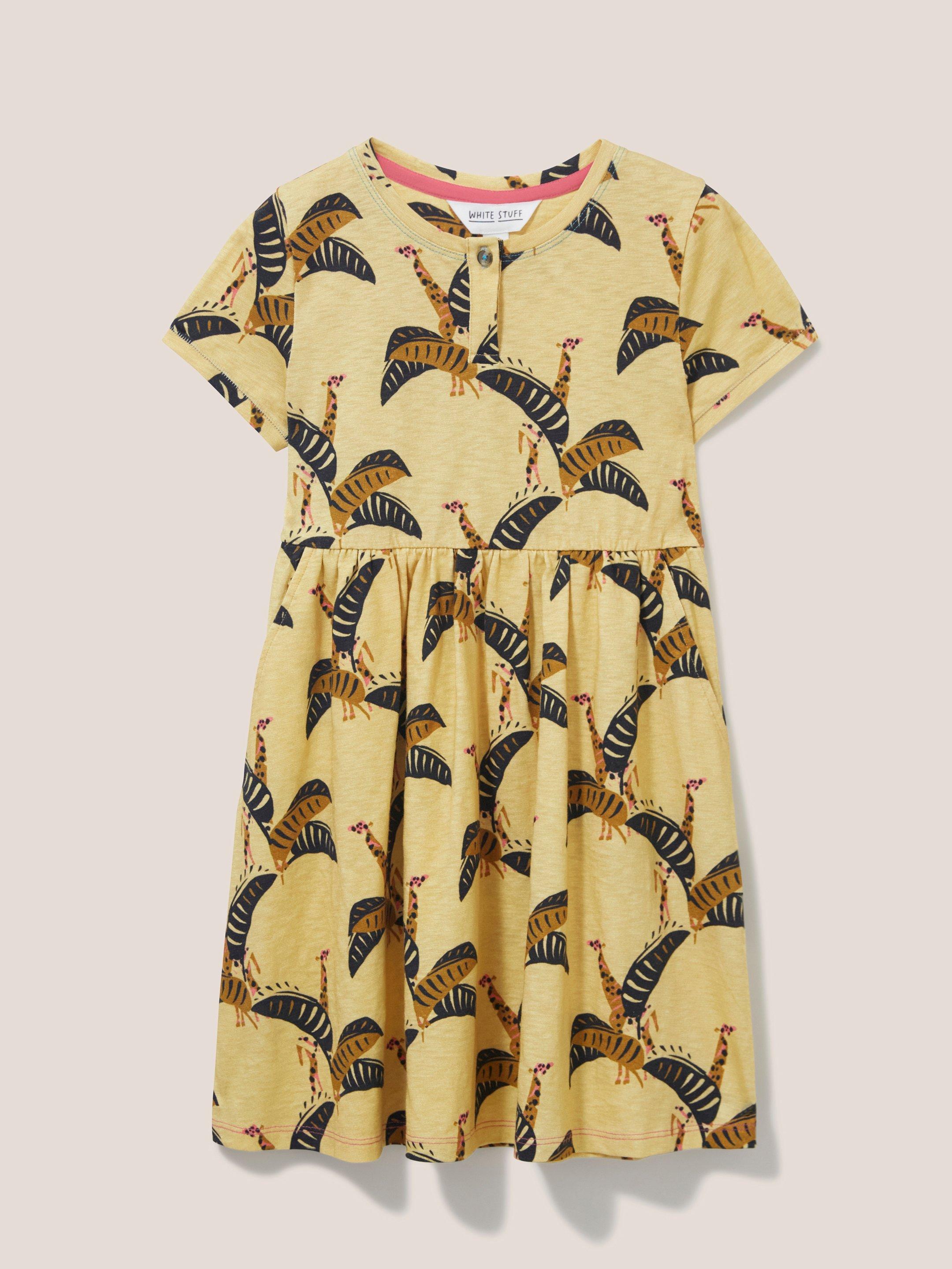 Casey Printed SS Dress in YELLOW MLT - FLAT FRONT