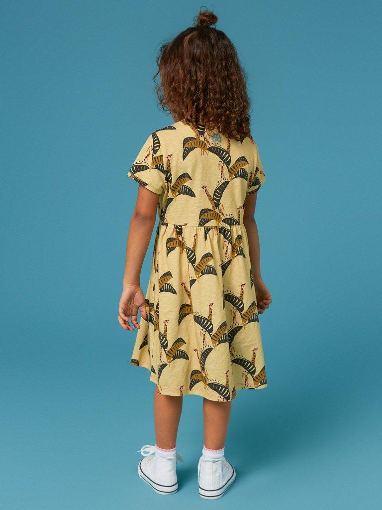Casey Printed SS Dress in YELLOW MLT - MODEL BACK