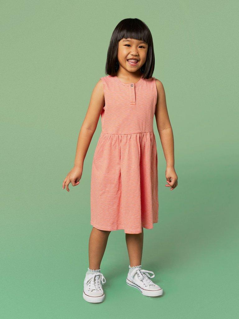 Casey Striped Sleeveless Dress in PINK MLT - MODEL FRONT