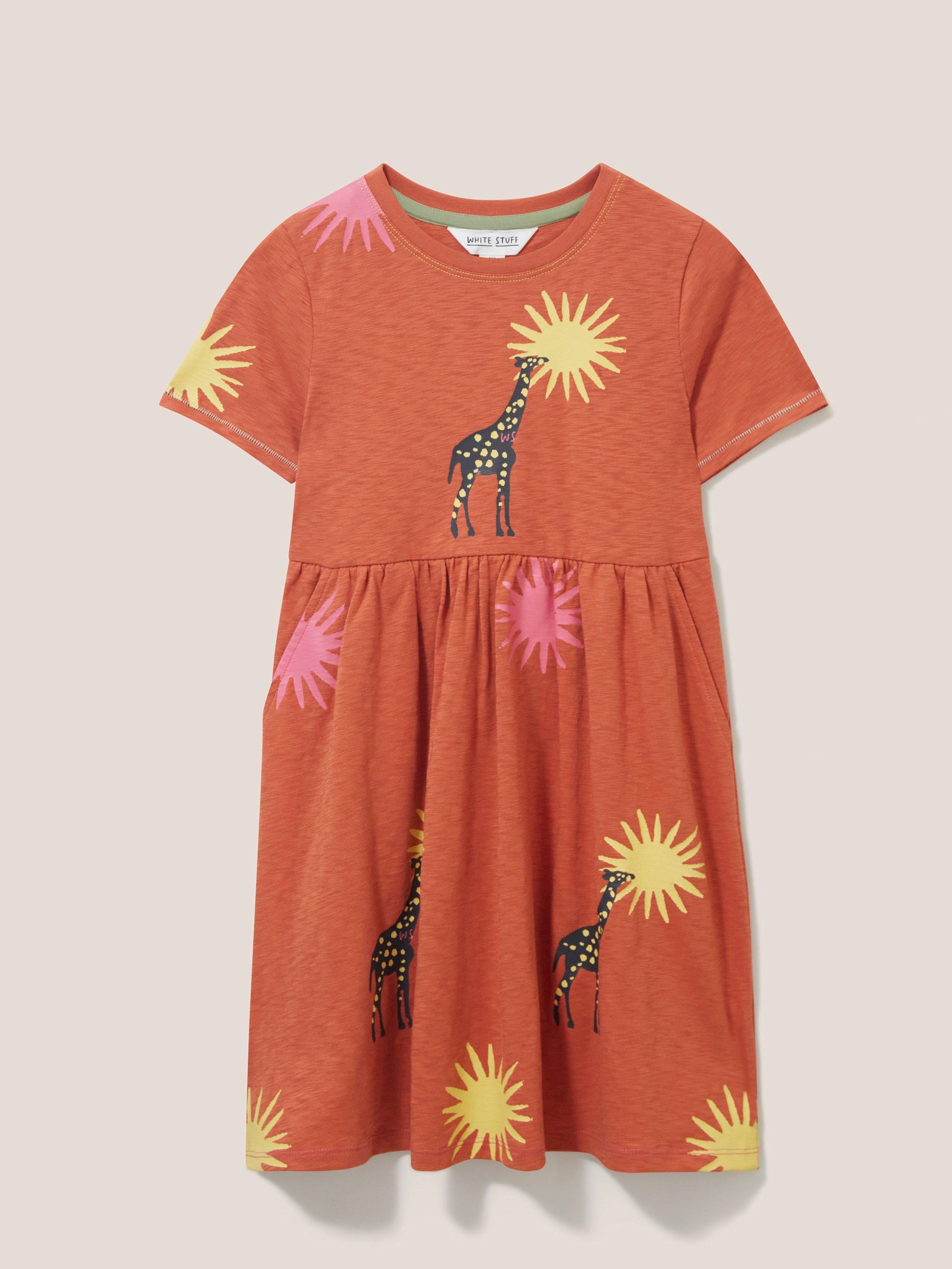 Esme Printed SS Dress in CORAL MLT - FLAT FRONT