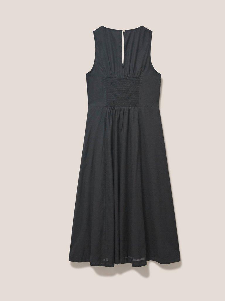 Sophia Cotton Midi Dress in PURE BLK - FLAT BACK