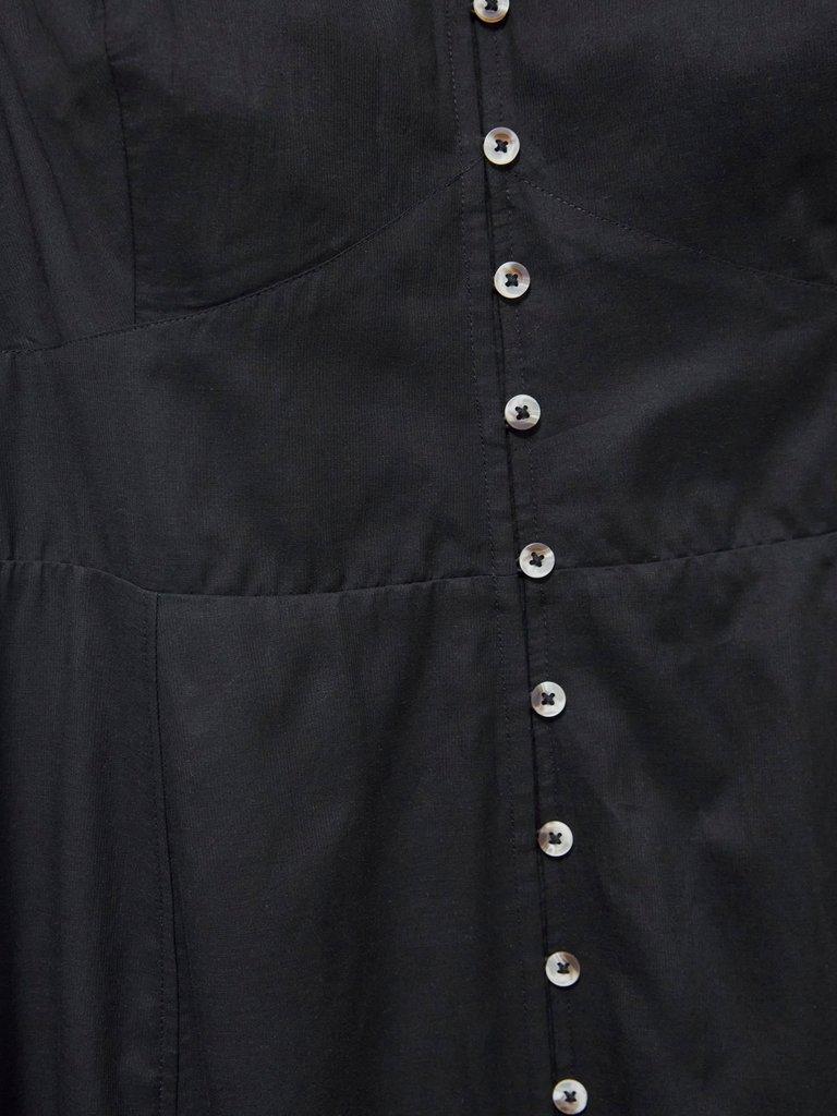 Sophia Cotton Midi Dress in PURE BLK - FLAT DETAIL
