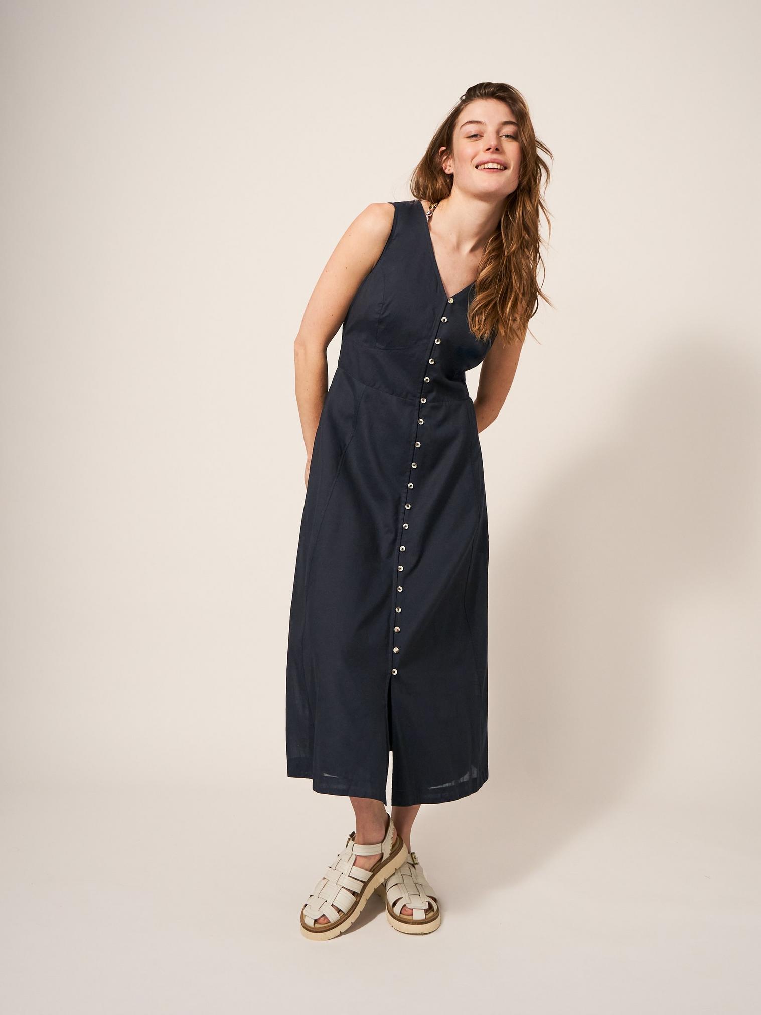 Melody button hotsell through midi dress