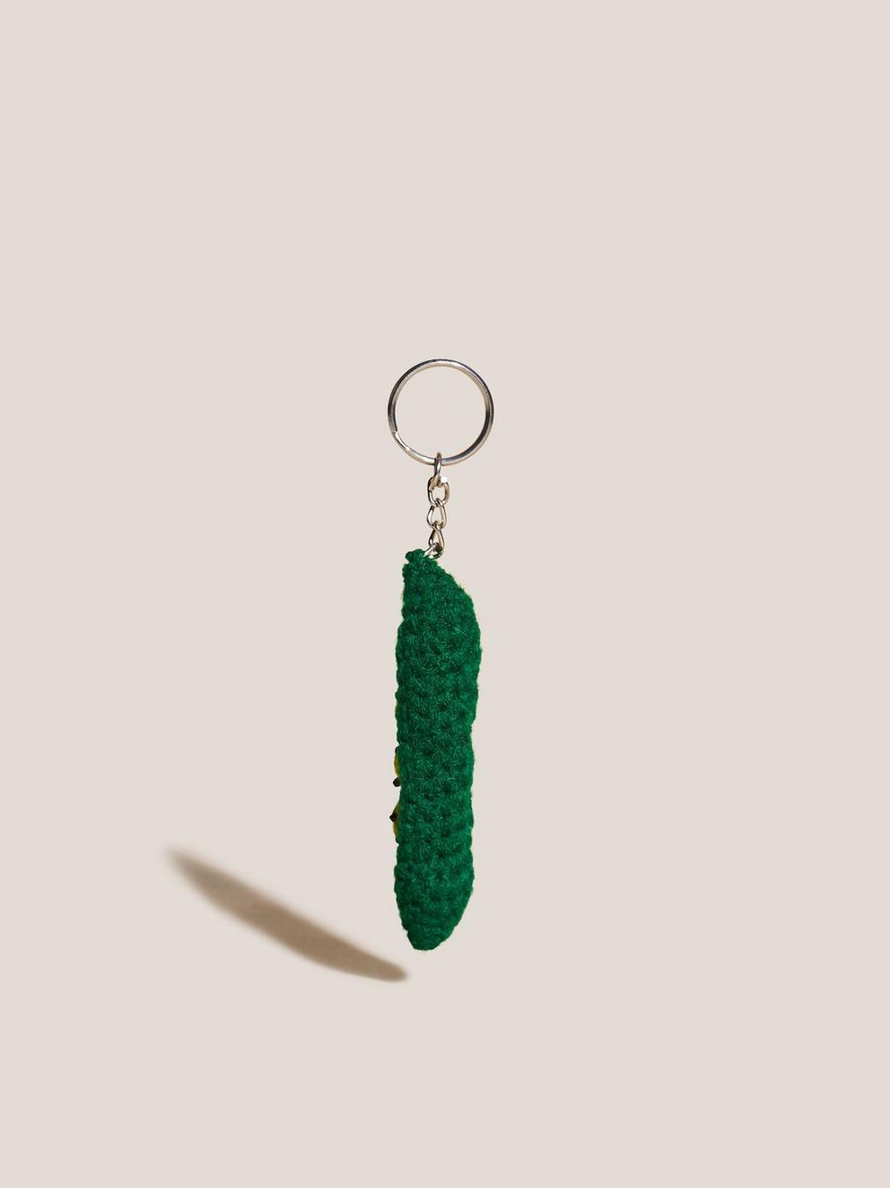 PEAS IN POD CROCHETED KEYRING in GREEN MLT - FLAT FRONT