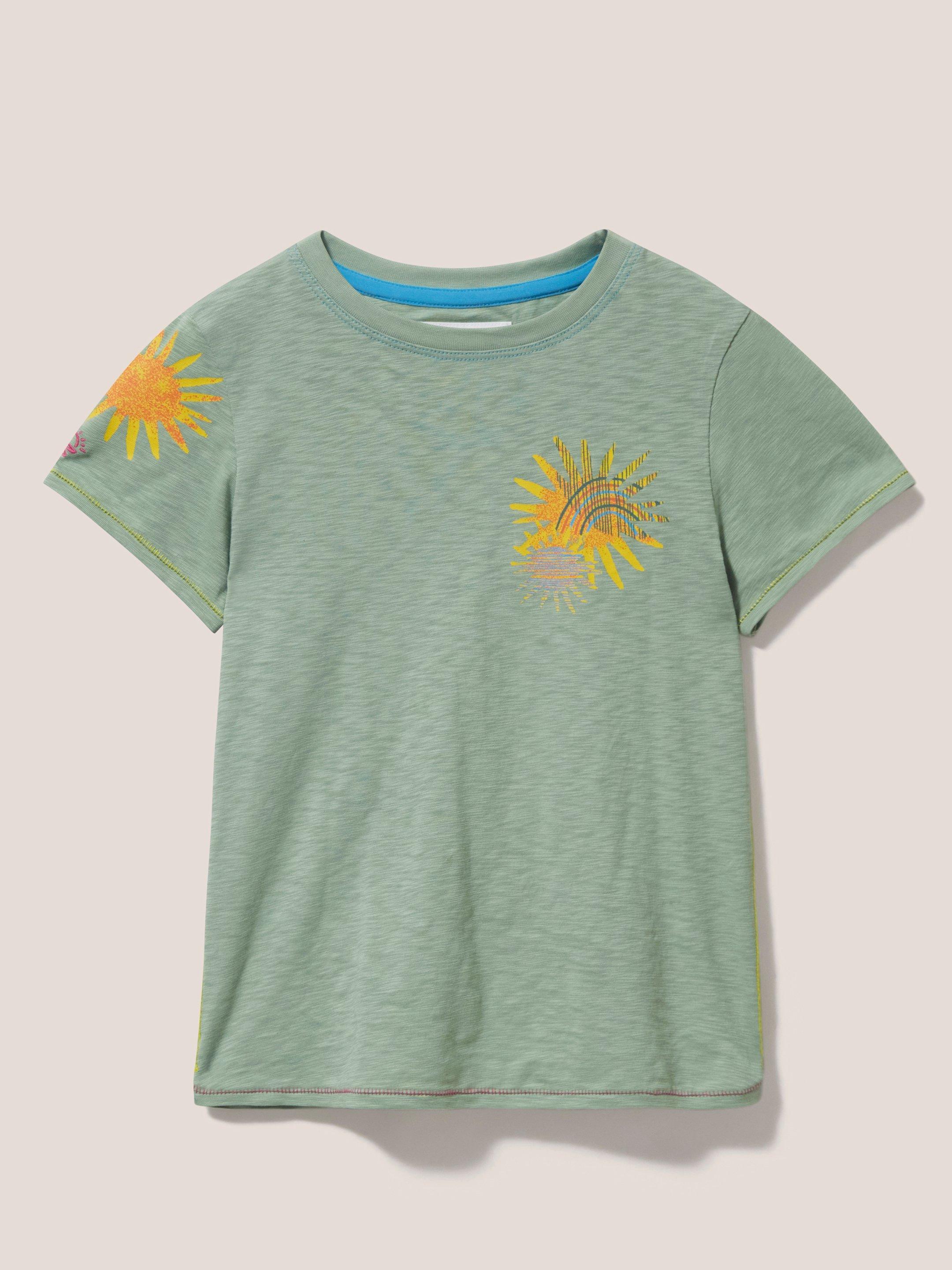 Sunny Rainbow Graphic T Shirt in GREEN PR - FLAT FRONT