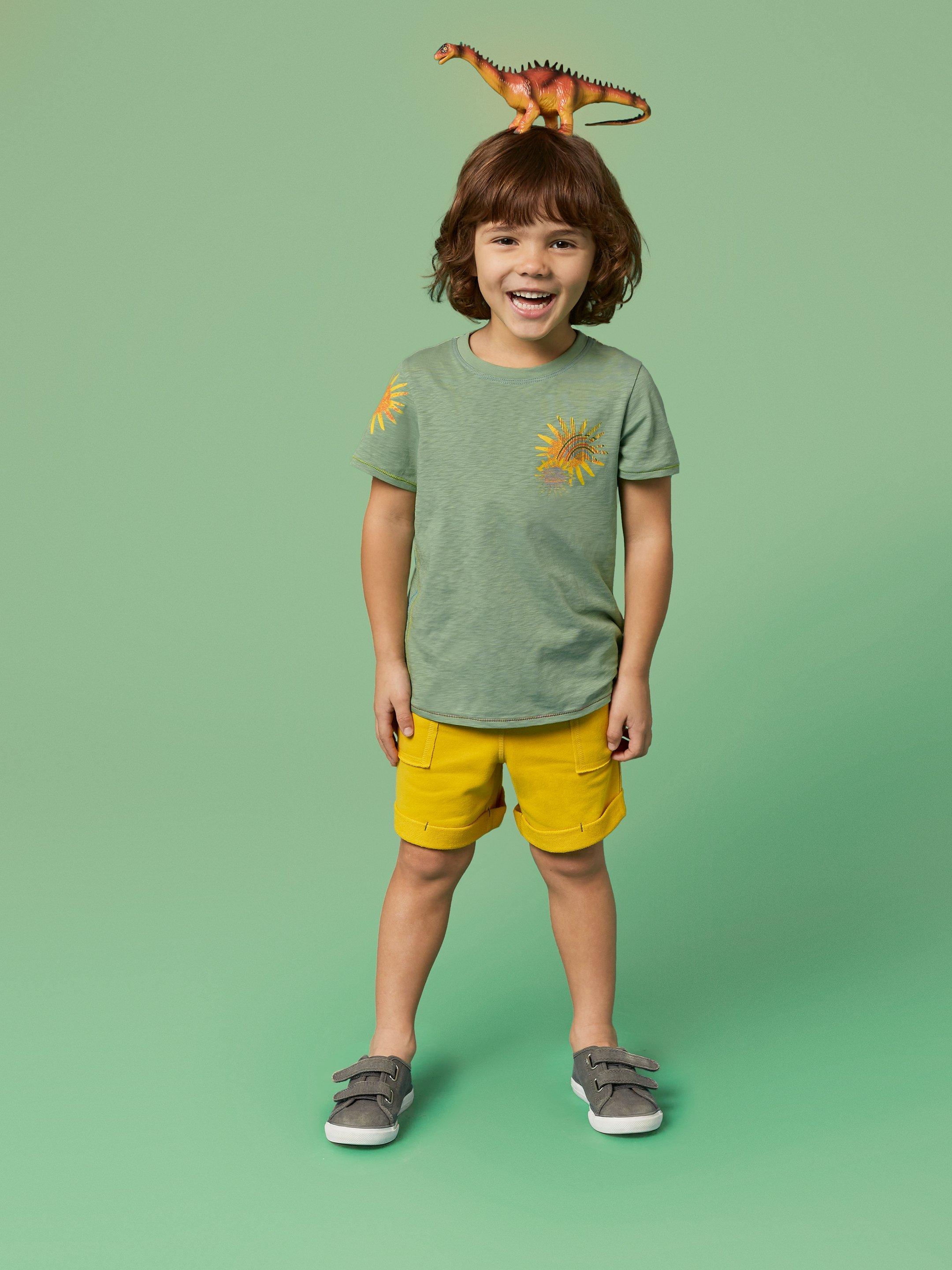 Sunny Rainbow Graphic T Shirt in GREEN PR - MODEL DETAIL