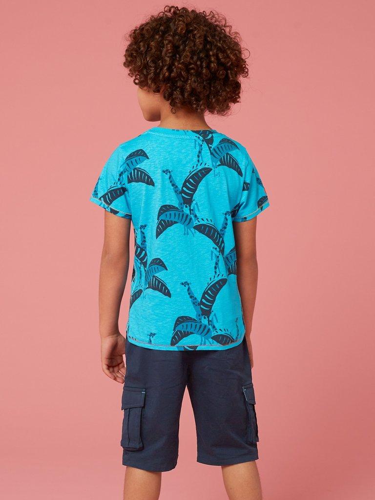 Banana Leaf Graphic T Shirt in BLUE PR - MODEL BACK