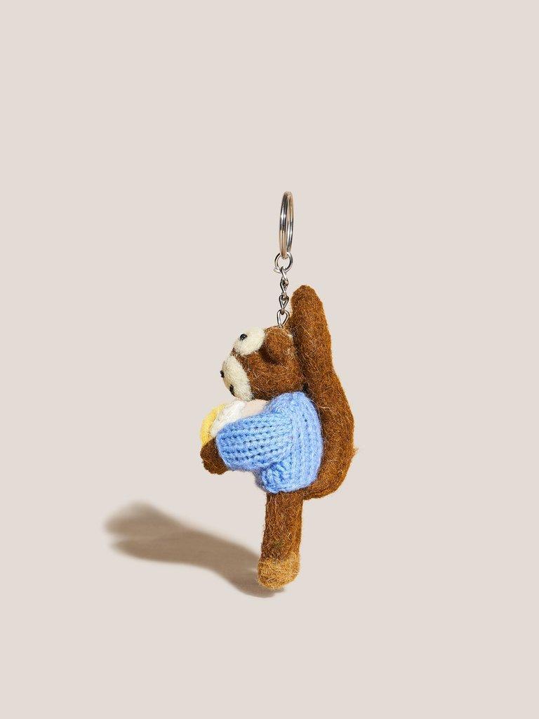 CHEEKY MONKEY KEYRING in BROWN MLT - FLAT FRONT