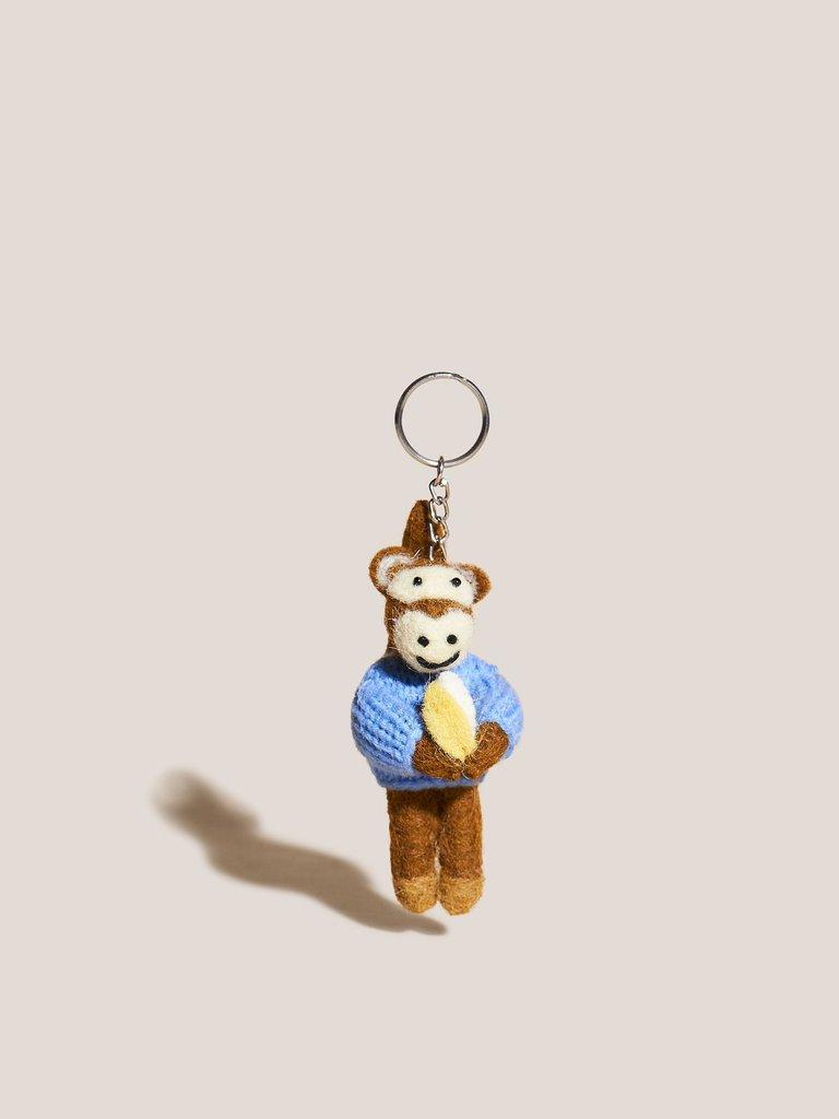 CHEEKY MONKEY KEYRING in BROWN MLT - MODEL FRONT