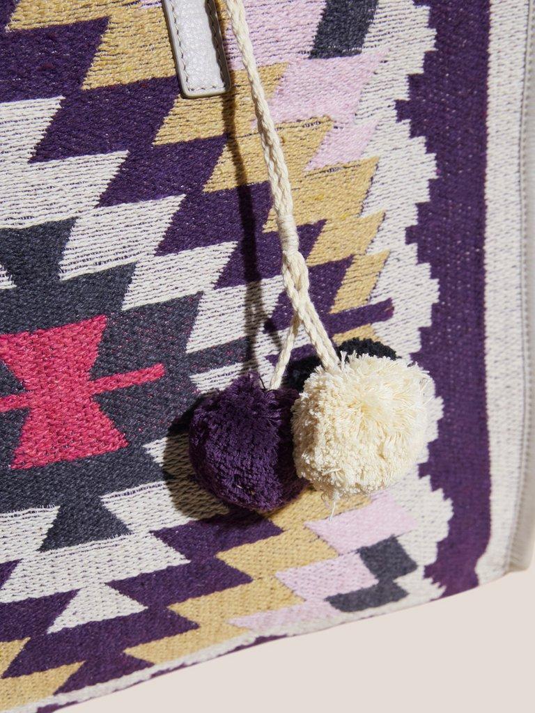 Large Geometric Canvas Tote in PURPLE MLT - FLAT DETAIL