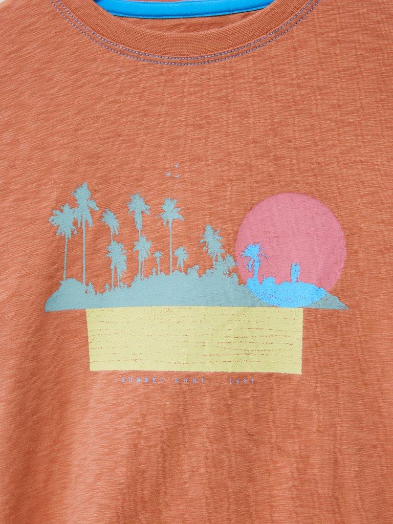 Sunset Graphic T Shirt in DK CORAL - FLAT DETAIL