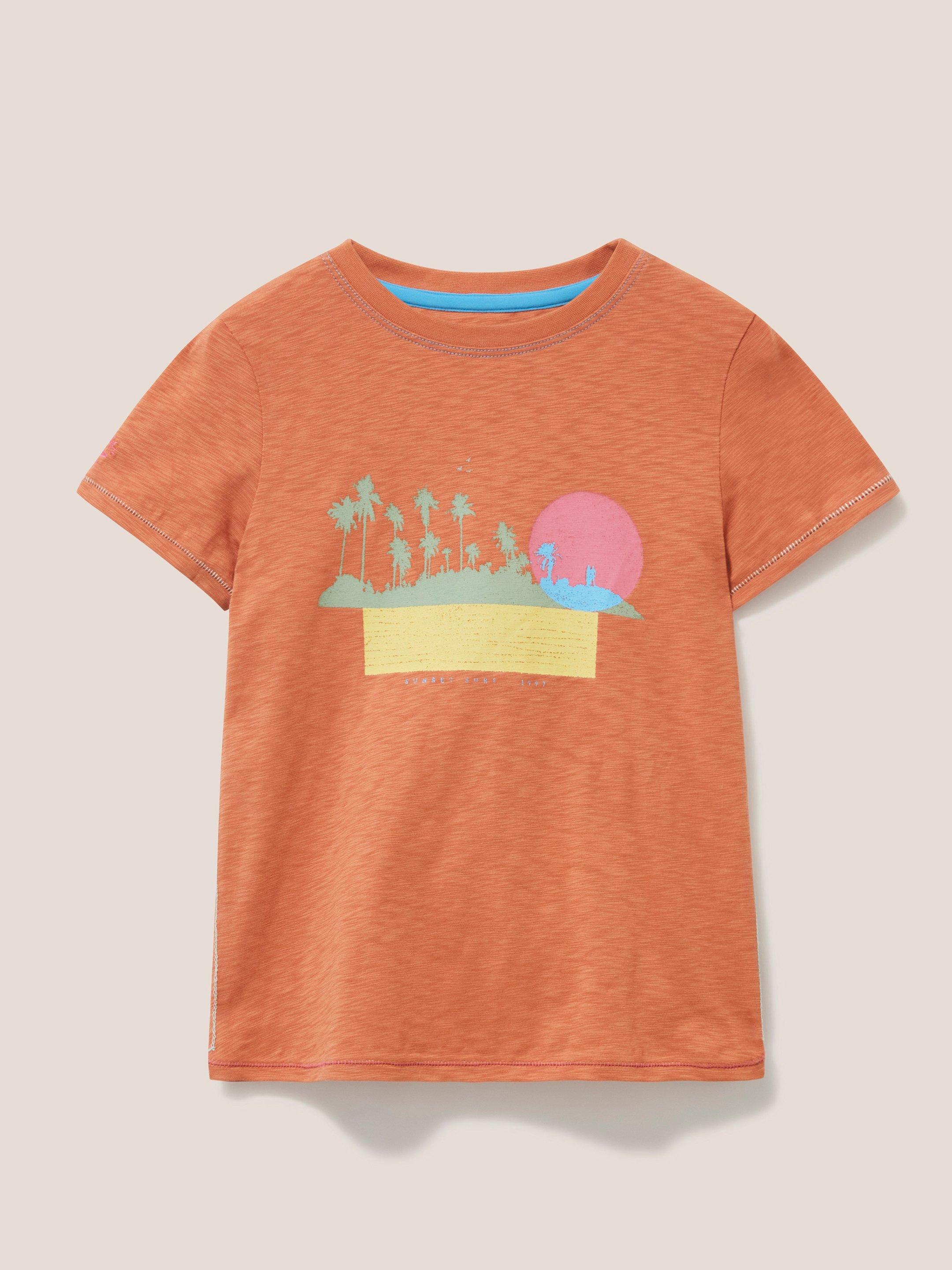 Sunset Graphic T Shirt in DK CORAL - FLAT FRONT