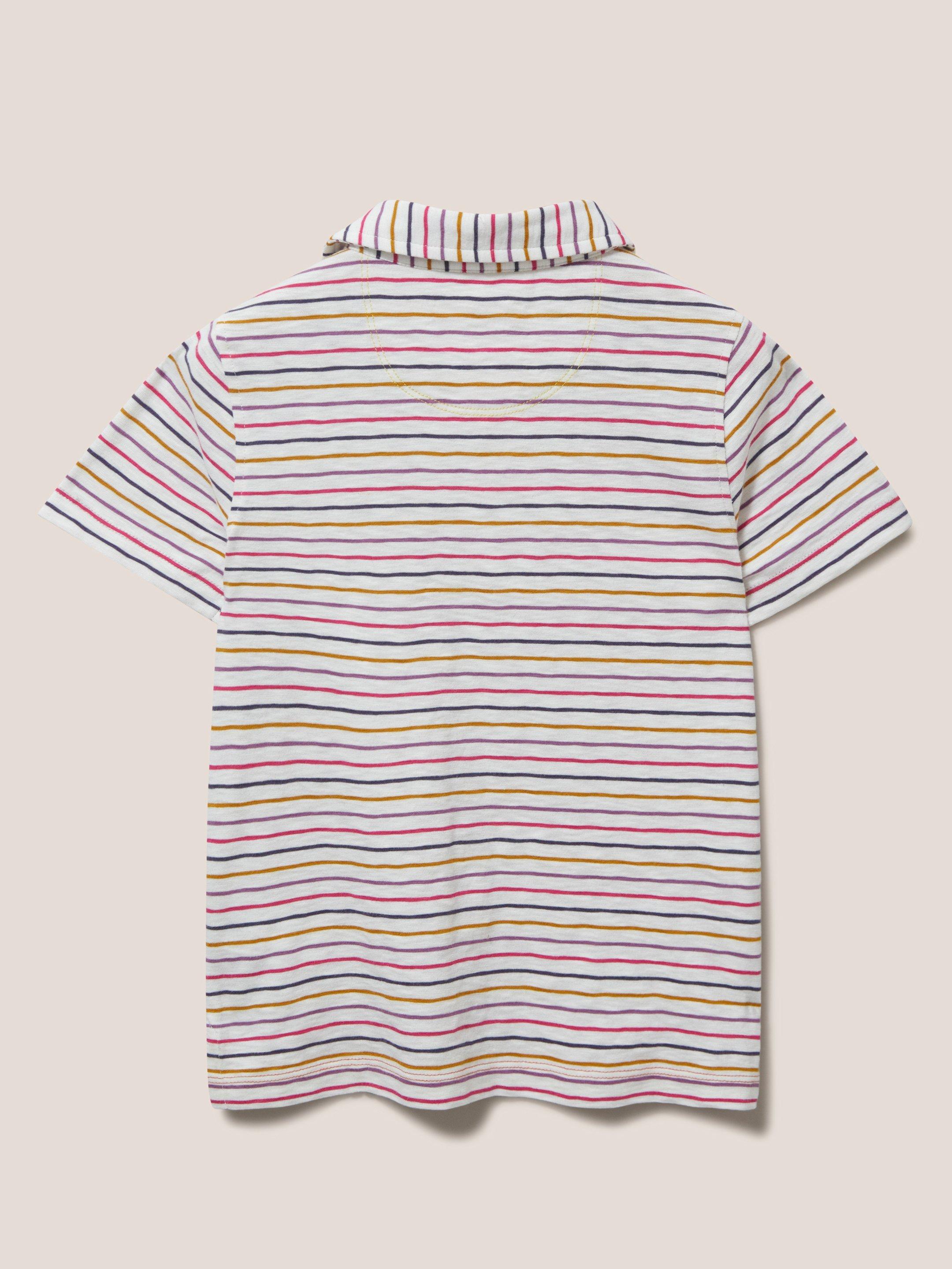 Striped SS Polo in NAT MLT - FLAT BACK