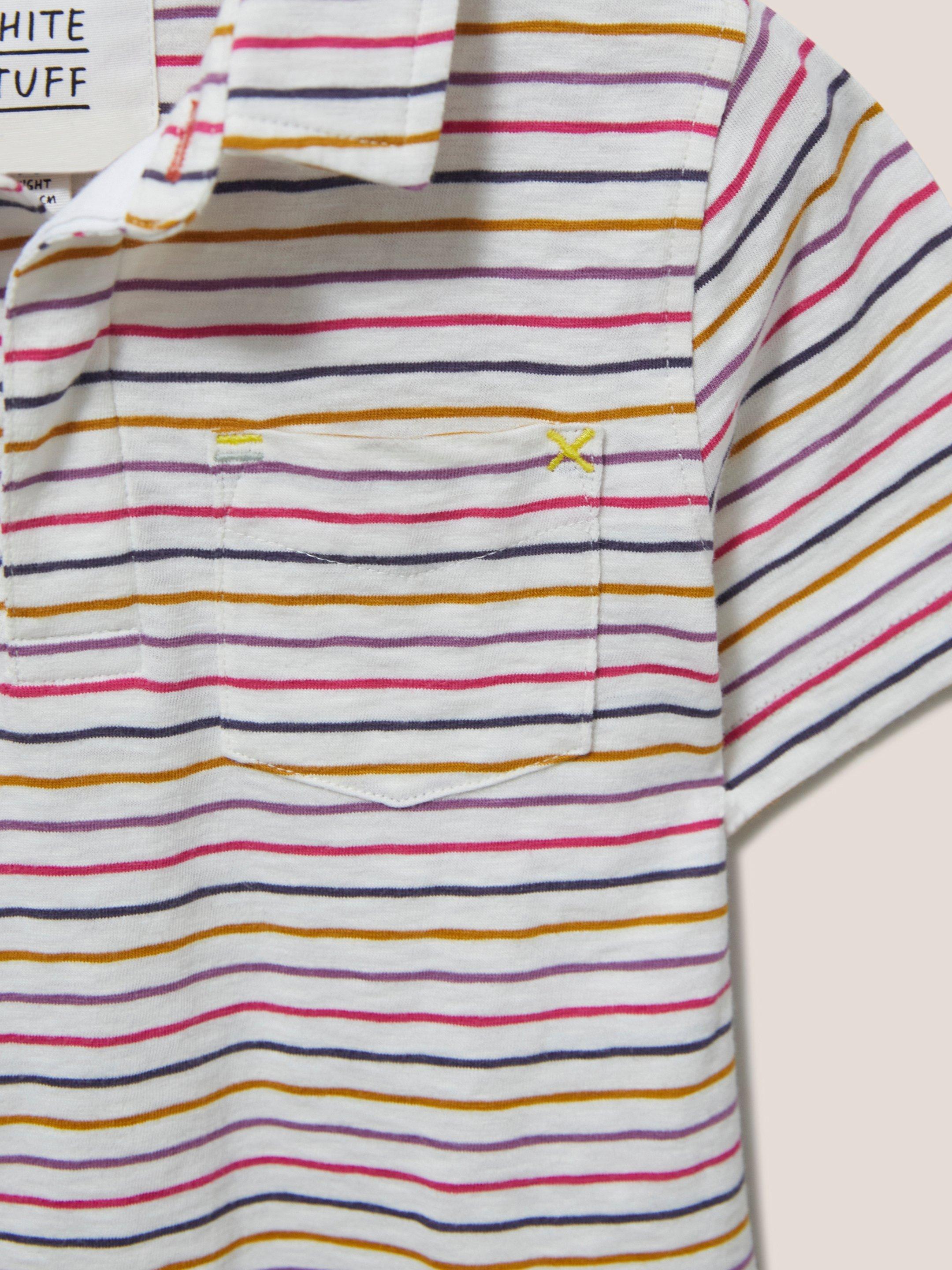 Striped SS Polo in NAT MLT - FLAT DETAIL