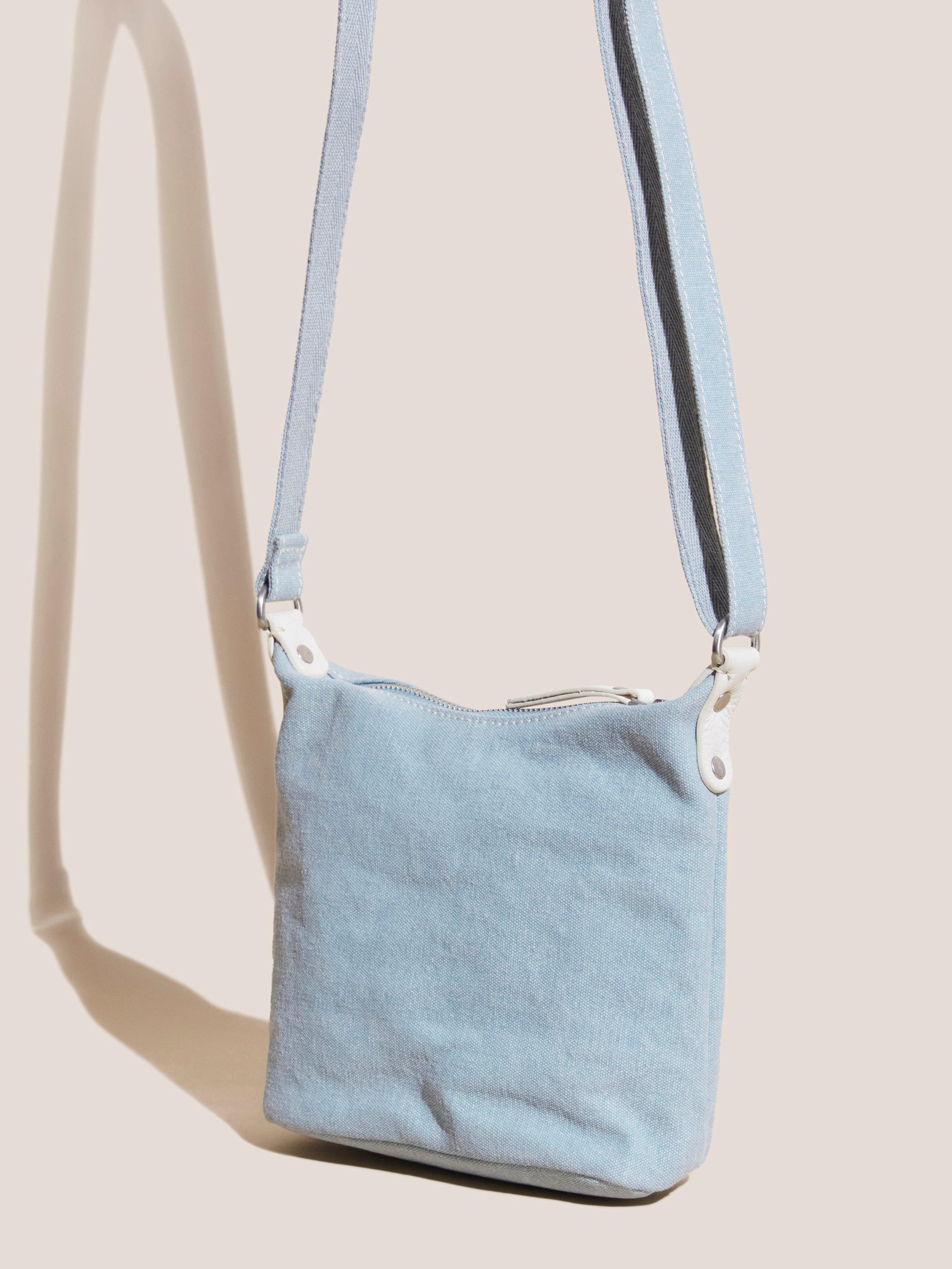 Mini Fern Canvas Crossbody Bag in CHAMB BLUE - FLAT BACK