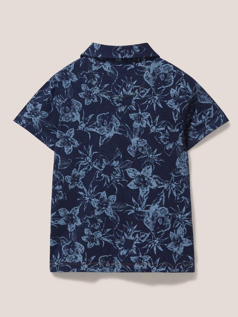 Palm Printed Polo in NAVY PR - FLAT BACK