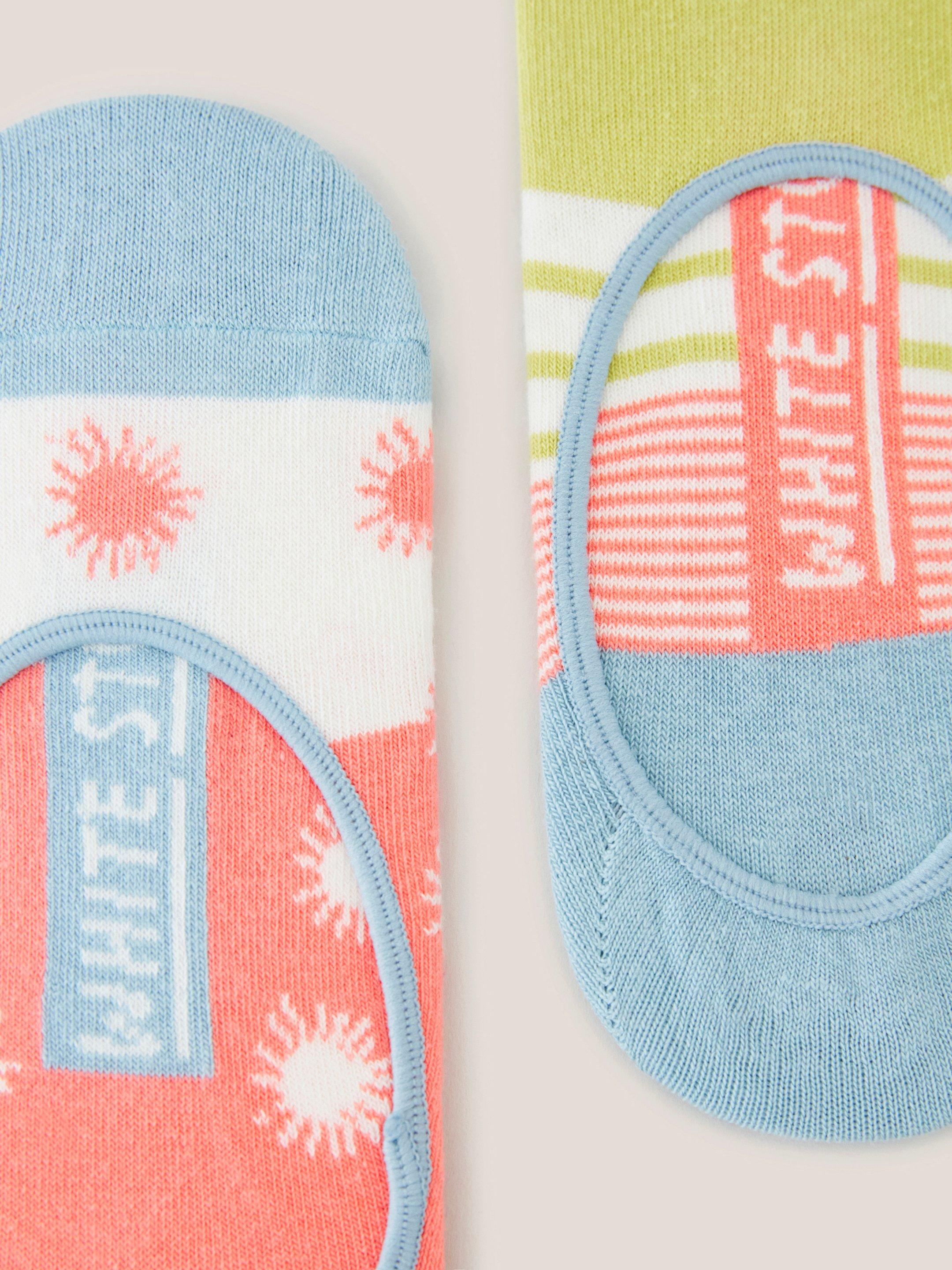 2 Pack Sun Footsie Socks in PINK MLT - FLAT DETAIL