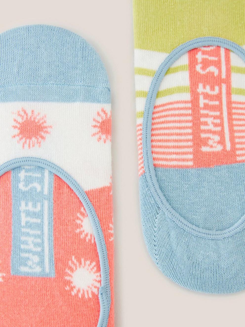 2 Pack Sun Footsie Socks in PINK MLT - FLAT DETAIL