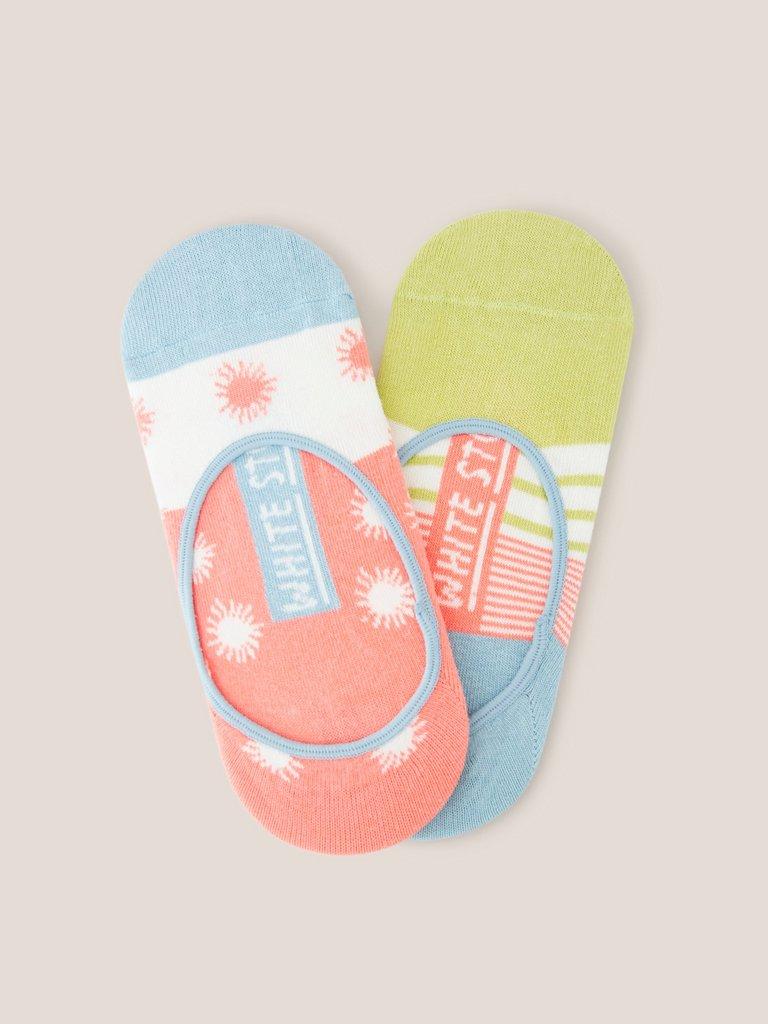 2 Pack Sun Footsie Socks in PINK MLT - FLAT FRONT