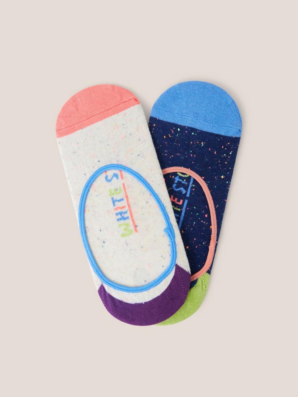 2 Pack Nep Footsie Socks in NAVY MULTI - FLAT FRONT