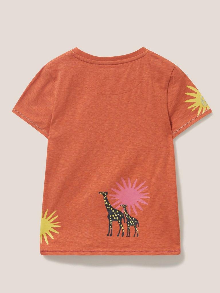Esme Printed SS T Shirt in CORAL MLT - FLAT BACK