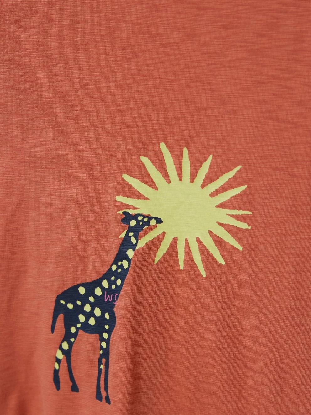 Esme Printed SS T Shirt in CORAL MLT - FLAT DETAIL