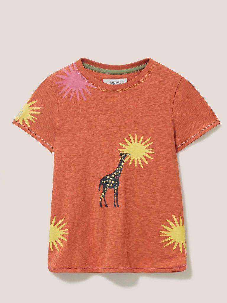 Esme Printed SS T Shirt in CORAL MLT - FLAT FRONT