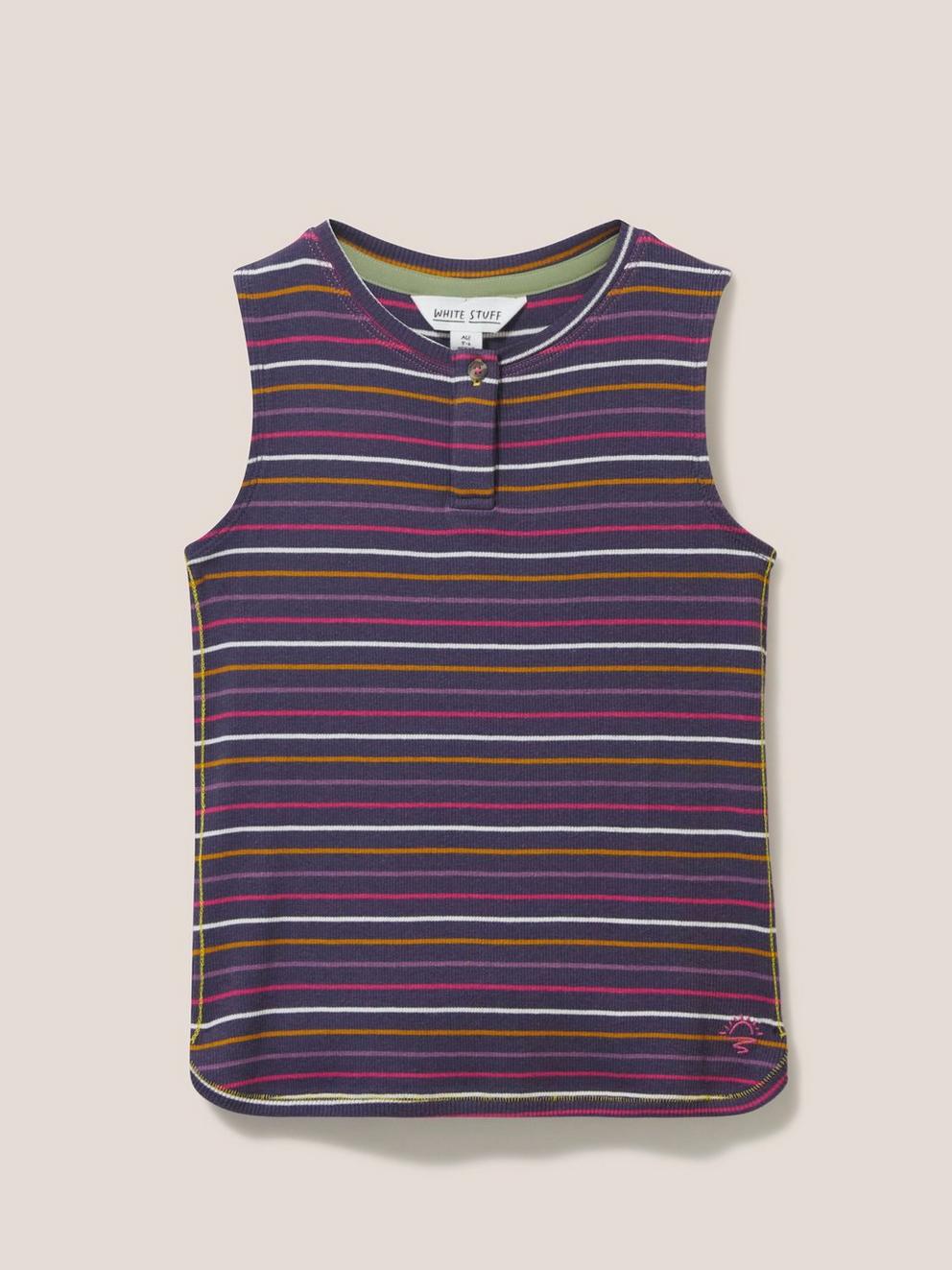 Mini Sherbert Striped Vest in PURPLE MLT - FLAT FRONT