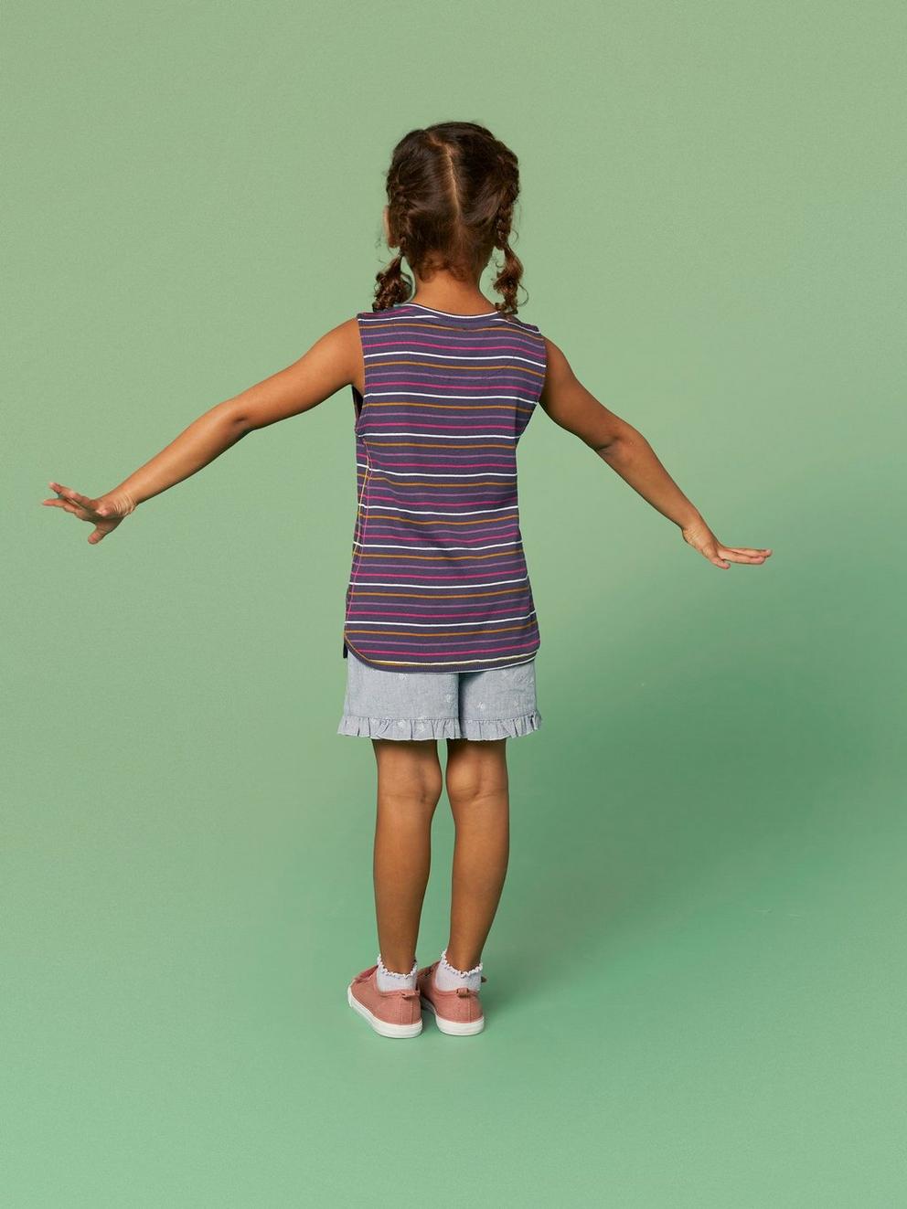 Mini Sherbert Striped Vest in PURPLE MLT - MODEL BACK