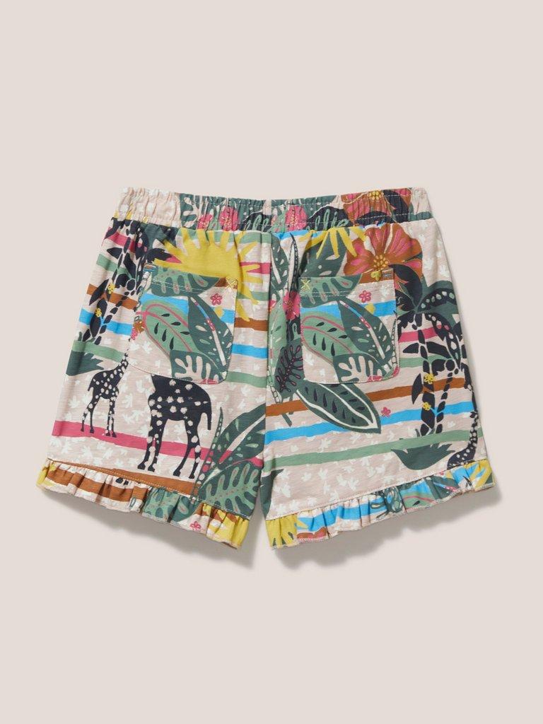 Renee Printed Frill Shorts in NAT MLT - FLAT BACK