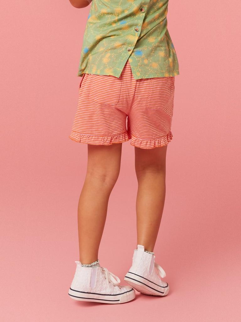 Renee Striped Frill Shorts in PINK MLT - MODEL BACK