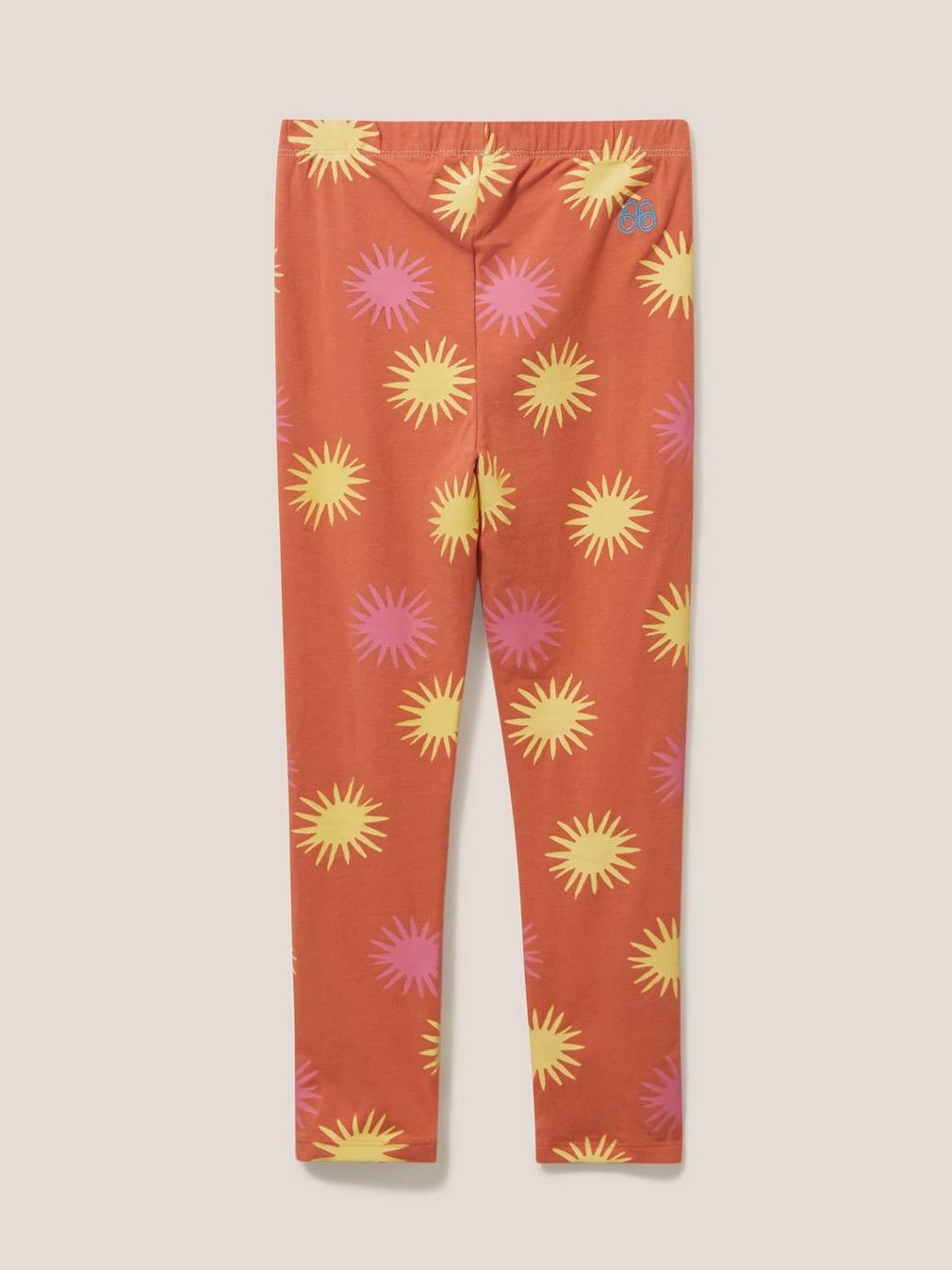 Printed Leggings in DK CORAL - FLAT BACK