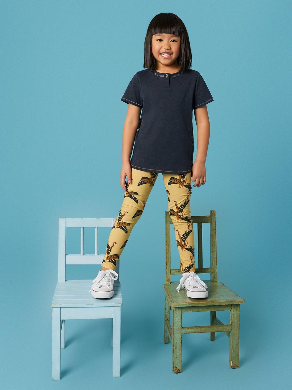 Printed Leggings in YELLOW MLT - MODEL FRONT