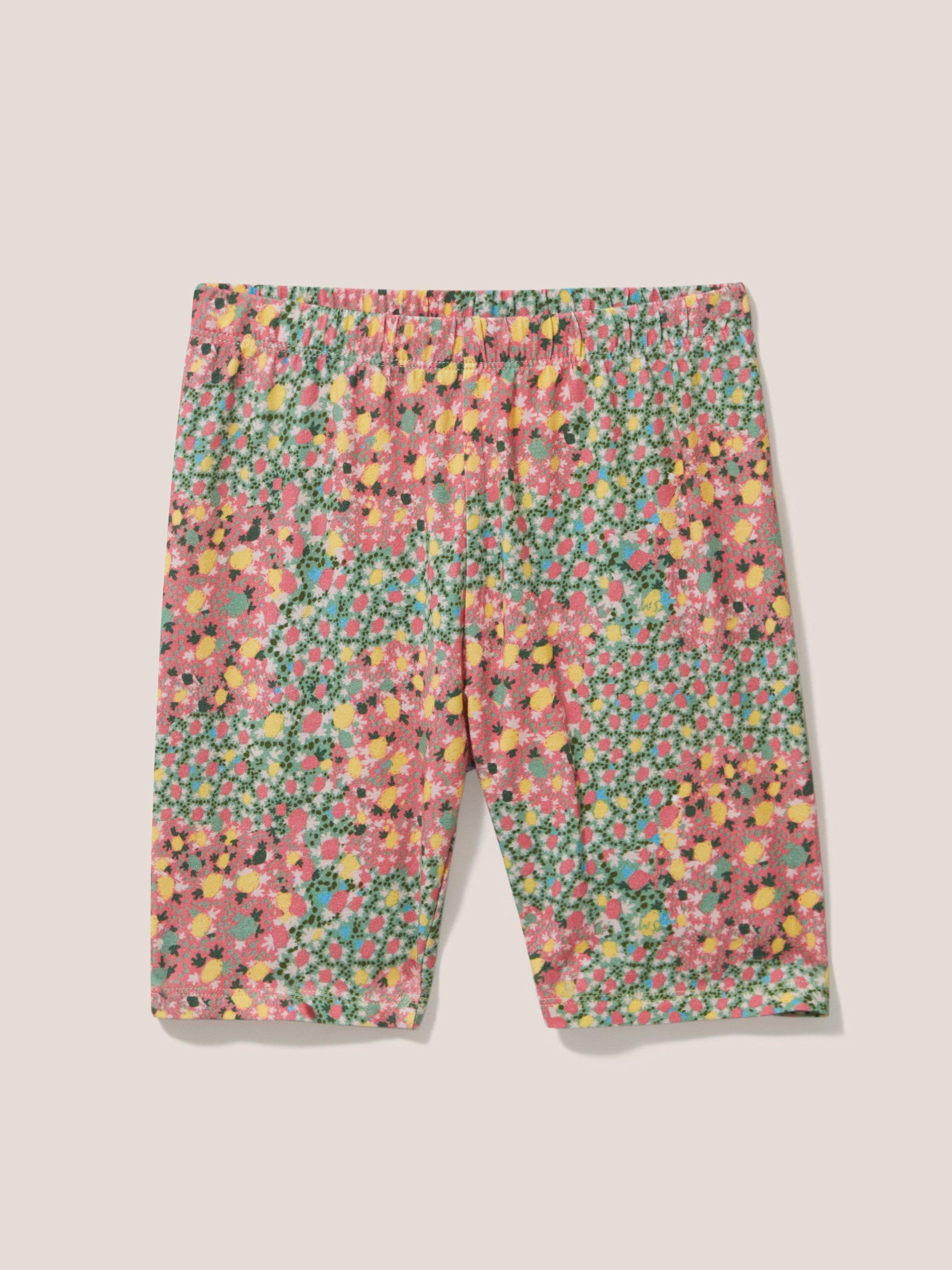 Printed Cycle Short in PINK MLT - FLAT FRONT