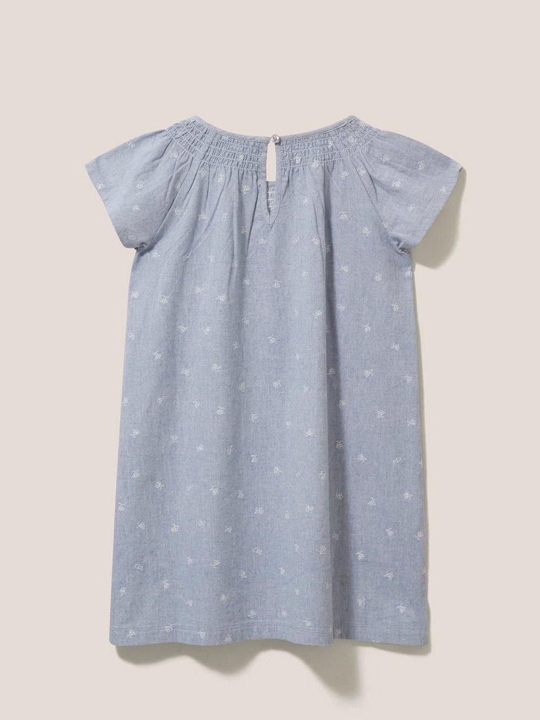 Chambray Frill Dress in CHAMB BLUE - FLAT BACK