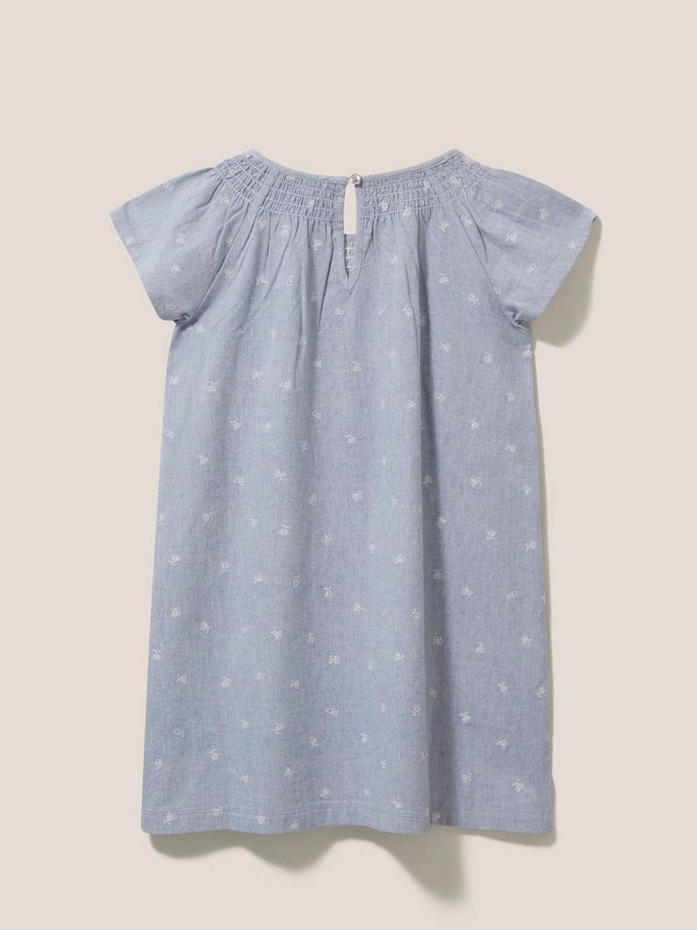 Chambray Frill Dress in CHAMB BLUE - FLAT BACK