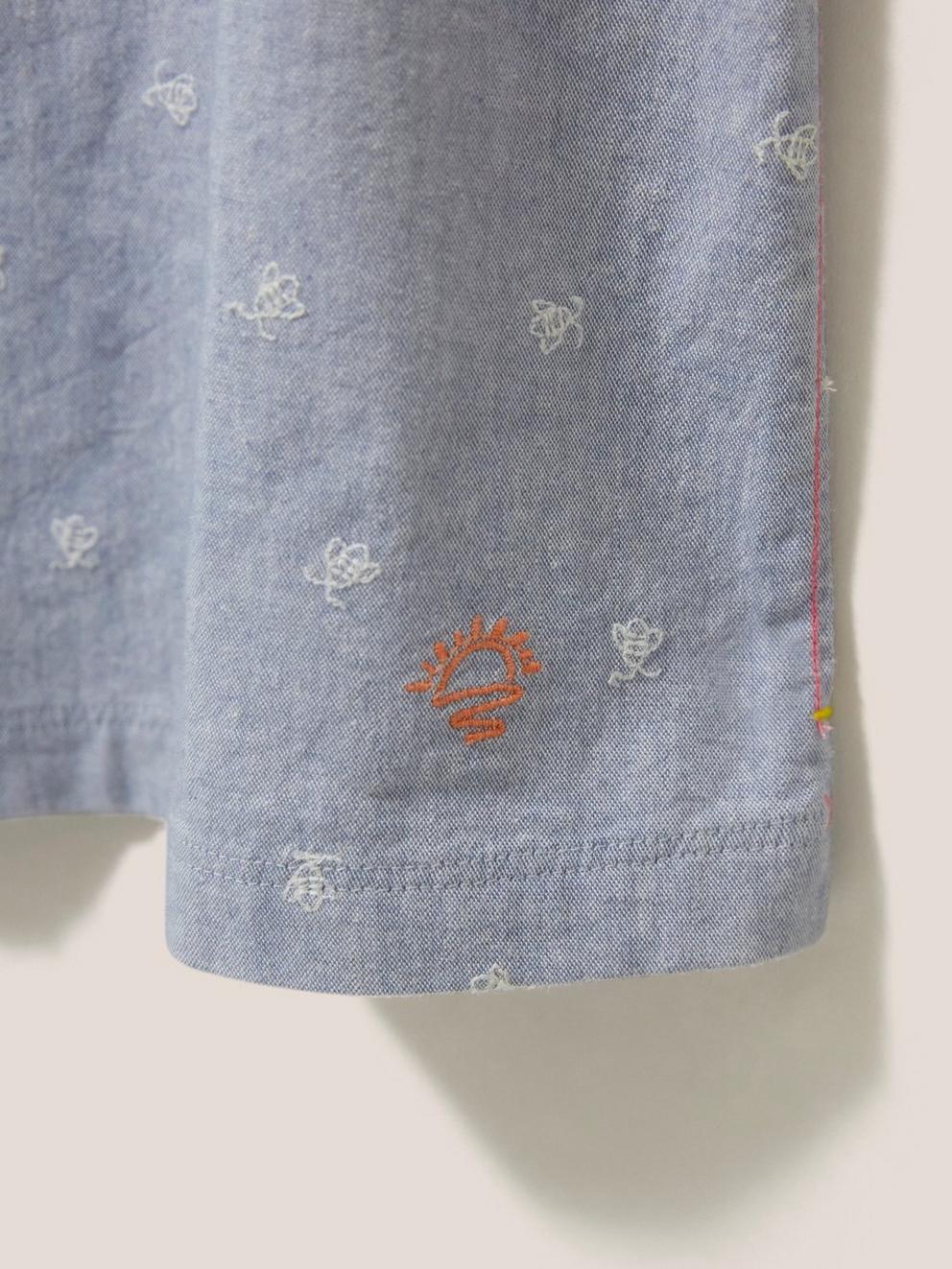 Chambray Frill Dress in CHAMB BLUE - FLAT DETAIL