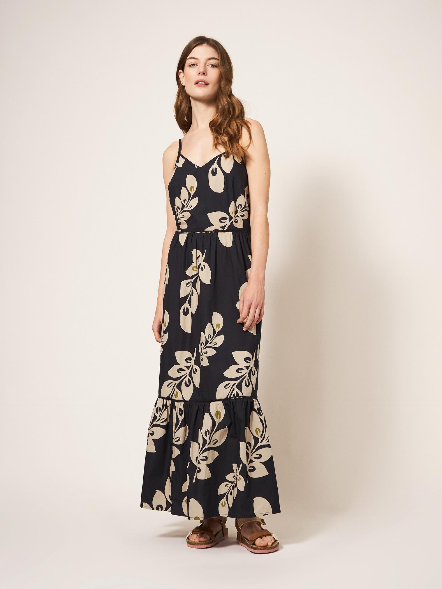 Skylar Cotton Maxi Dress in BLK MLT - LIFESTYLE