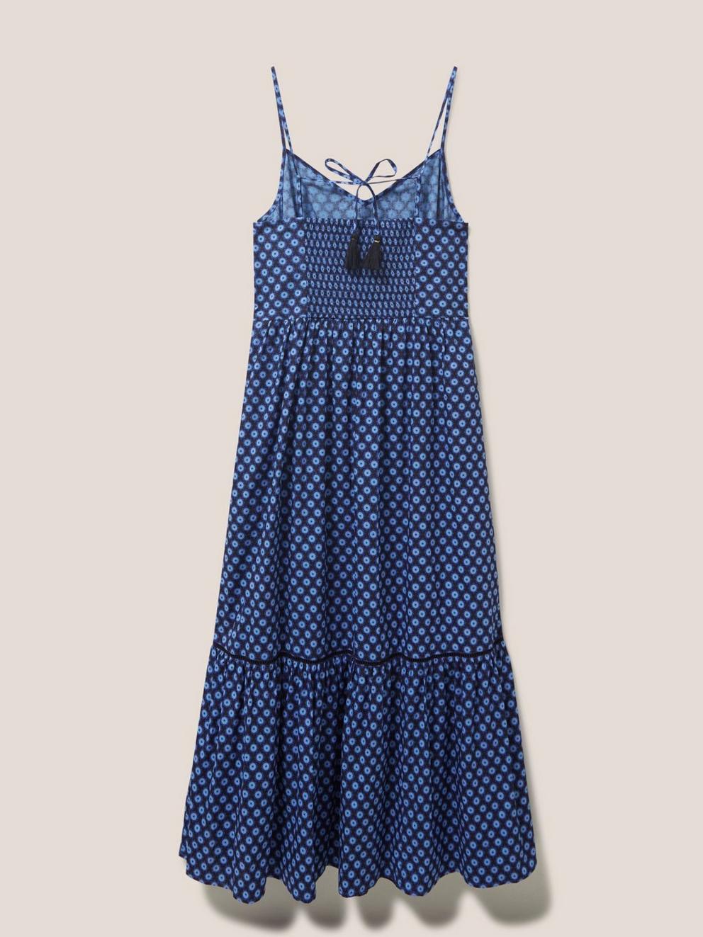 Skylar Cotton Maxi Dress in BLUE MLT - FLAT BACK