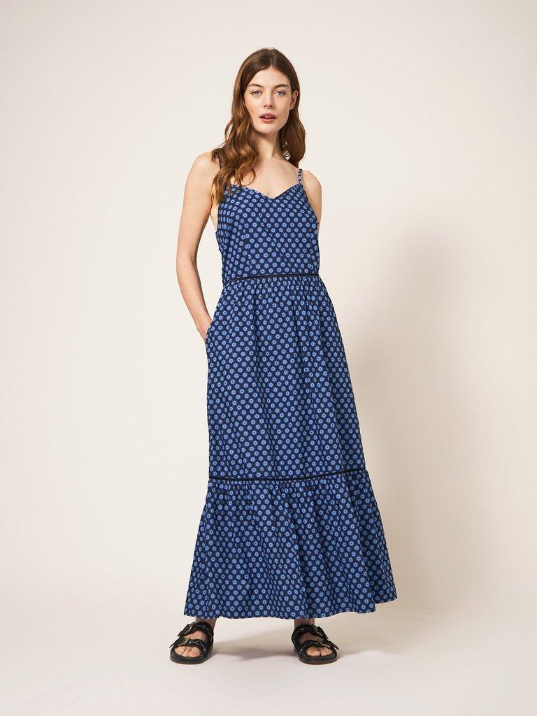 Skylar Cotton Maxi Dress in BLUE MLT - LIFESTYLE