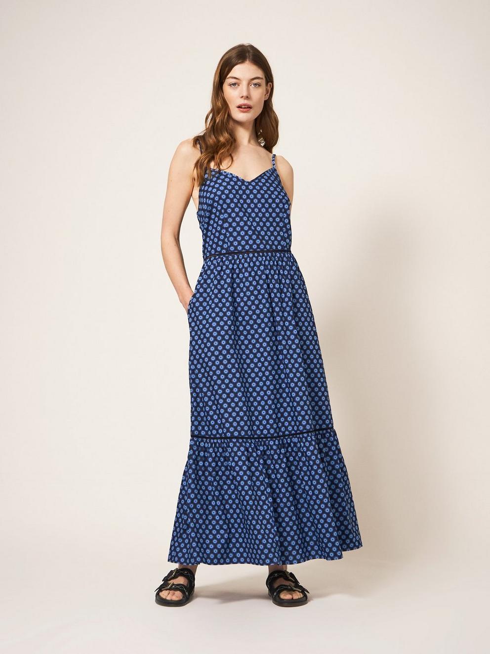 Skylar Cotton Maxi Dress in BLUE MLT - LIFESTYLE