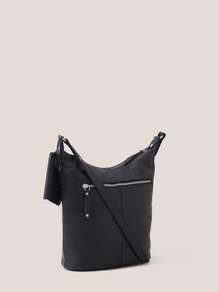 Fern Leather Casual Crossbody Bag in PURE BLK - FLAT BACK