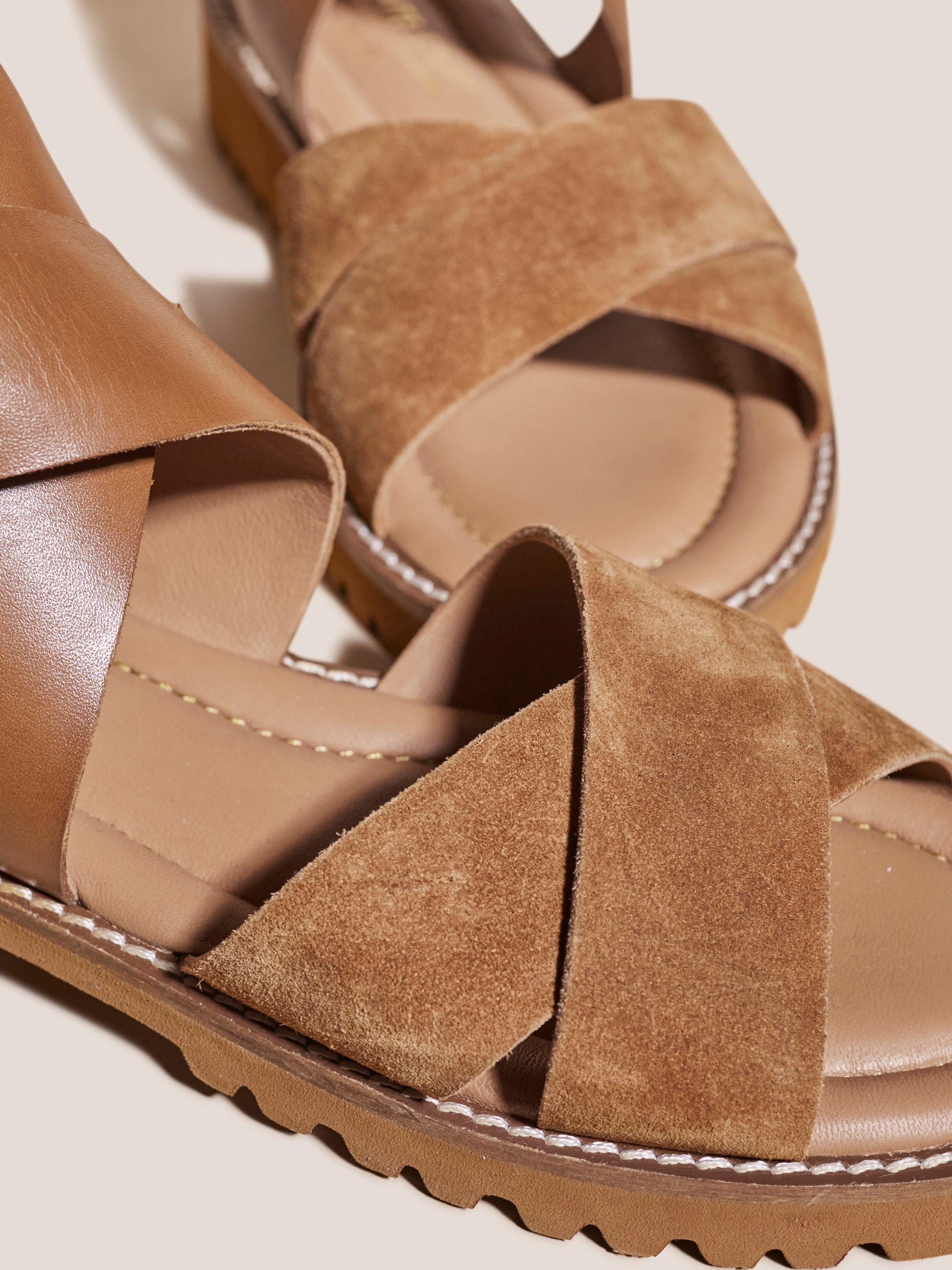 Chunky Leather Sandal in MID TAN - FLAT BACK