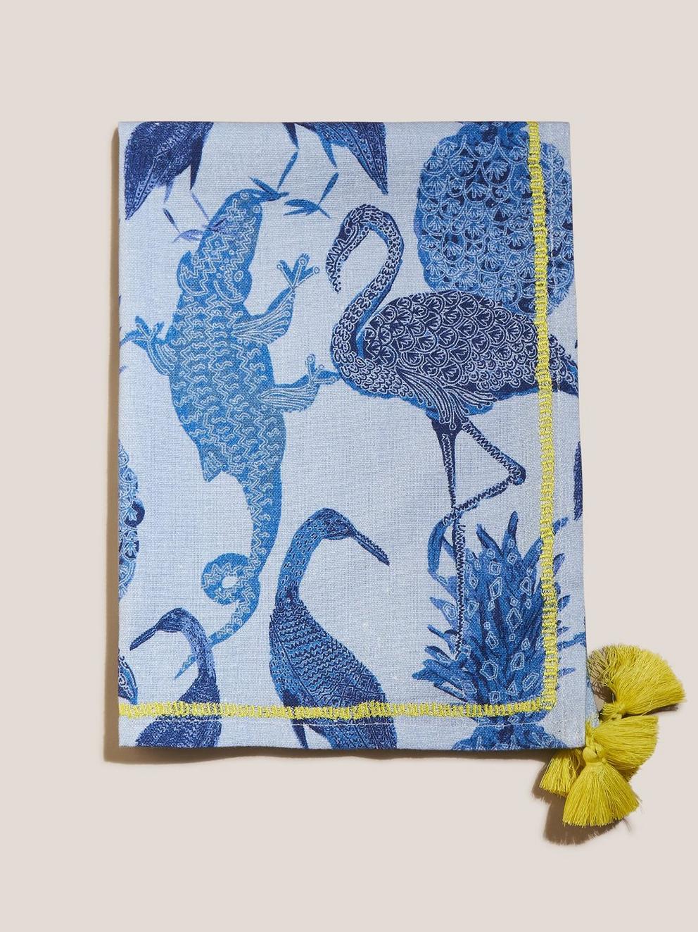 Safari Animals Blue Tea Towel in BLUE MLT - FLAT FRONT