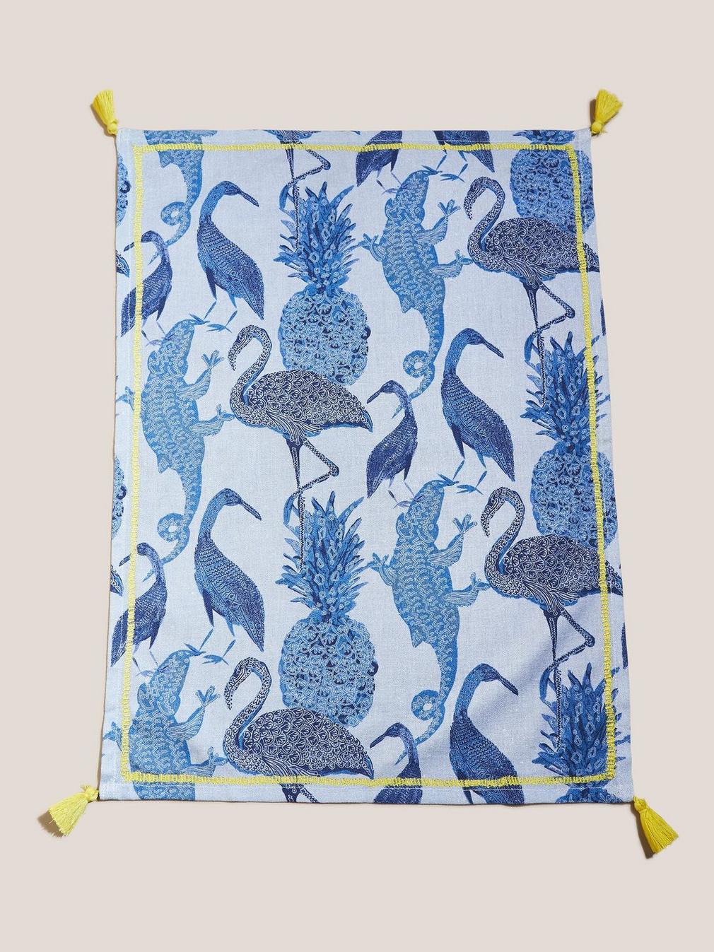 Safari Animals Blue Tea Towel in BLUE MLT - MODEL FRONT